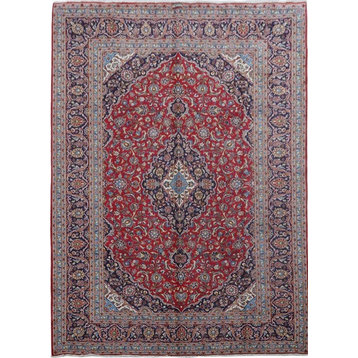 Consigned, Traditional Rug, Red, 10'x14', Kashan, Handmade Wool