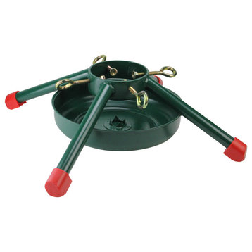 19" Green and Red Christmas Tree Stand for Real Trees