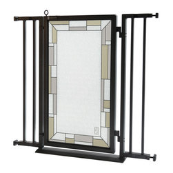 Fusion Gates - Fusion Gate with Bauhaus Border Design, Black, 32"-36" - Dog Gates