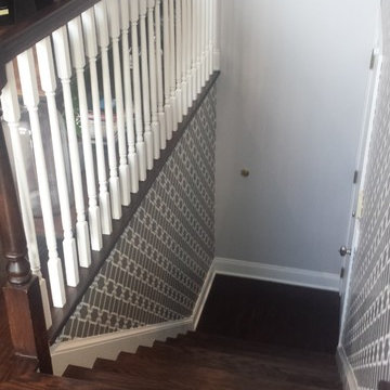 Logan Square. Wallpaper removal and installation. Staircase