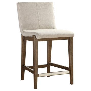 Bowery Hill 26" Transitional Fabric Upholstered Counter Stool in Beige
