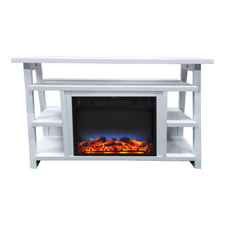 Real Flame Modern Wood Crawford Electric Slim Line Fireplace in White 