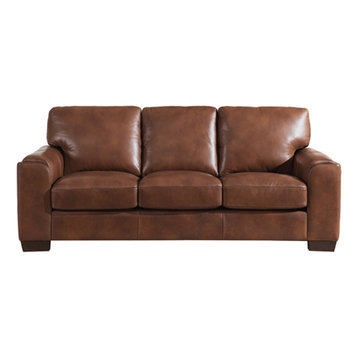 Suzanne Leather Craft Sofa, Brown