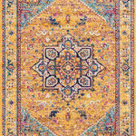United Weavers - United Weavers Abigail Zaylee Burnt Orange Oversize Rug 7'10x10'6 - United Weavers Abigail Zaylee Burnt Orange Oversize Rug 7'10 x 10'6Add a vibrant and fun touch into any room with this spunky rug. Elaborated edging with a spacious medallion in the middle will truly create a focal point in your space. Featuring dazzling colors of burnt orange, cobalt blue, and magenta pink, this swank area rug will most definitely liven up your decor. Along with a designer look and feel, this exquisite rug is meant for durability with a cotton backing and is stain-resistant for your lifestyle needs.