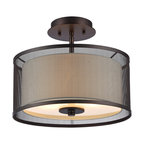 Audrey Transitional 2-Light Rubbed Bronze Semi-Flush Ceiling Fixture