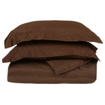 Blue Nile Mills - 530 Thread Count Solid Duvet Cover & Pillow Sham Bed Set, Chocolate, Twin - Description: