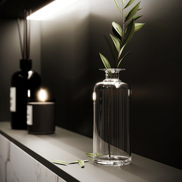 Monochrome Bathroom with Glass Shower