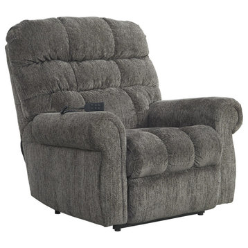 Benzara BM209297 Metal Frame Power Lift Recliner with Tufted Seat & Back, Gray