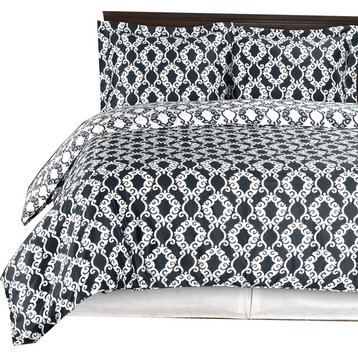 Sierra Silky Soft 100% Cotton Duvet Cover Set, Navy and White, Twin/Twin XL
