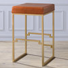 ACME Boice Bar Stool, Light Brown Faux Leather and Gold