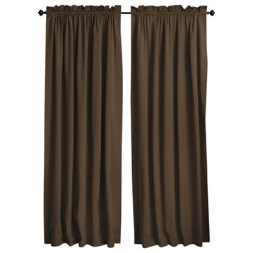 Blazing Needles 108"x52" Twill Curtain Panels, Set of 2, Chocolate