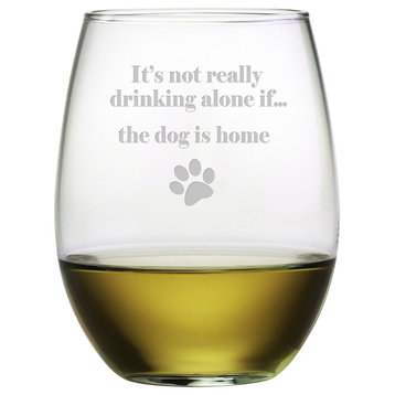 "if the Dog is Home" Stemless Wine Glasses, Set of 4