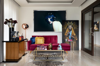 Inspiration for an eclectic living room in Delhi.