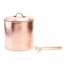 3 qt. Hammered Decor Copper Ice Bucket with Liner and Tongs - Ice Tools And Buckets  
