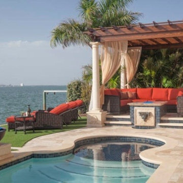 Florida Residence Waterline, Spa, and Fountain Glass Tile