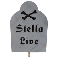 Halloween Gravestone, Stella Live, top Grave Marker Wood Engraved Sign