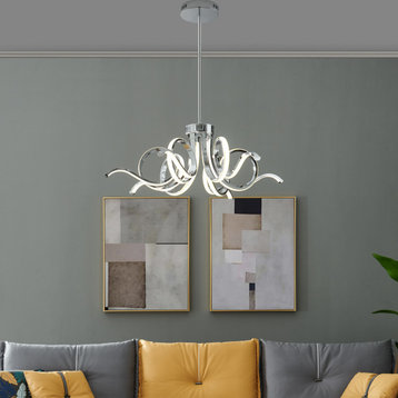 Magnolia Adjustable Chandelier Integrated LED, Dimmable Chrome
