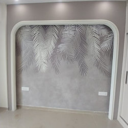Hanging Tropical Leaves Wallpaper Design - Wallpaper