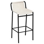 Meridian Furniture - Dax Black Faux Leather Counter Stool, Cream - Hop up and take a seat at your breakfast bar with this Dax vegan leather counter stool. Featuring soft cream vegan leather paired with a matte black metal frame, this counter stool makes a bold statement no matter what your decor style. Its contemporary design is perfect for the modern home, with its tall legs providing ample space for you to stretch your legs while you eat breakfast. A thin footrest wraps around the stool's legs, allowing you to rest your pups while enjoying your morning meal.