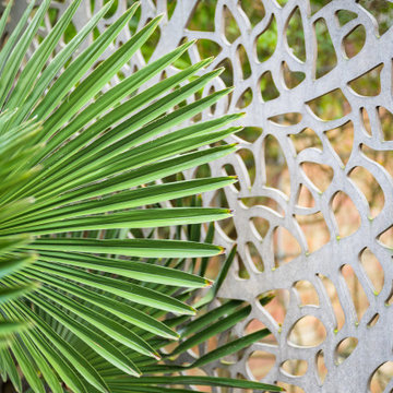 Screens and foliage creating interesting patterns and textures