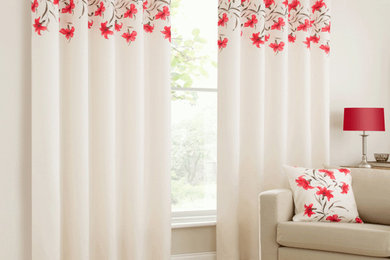 Lily curtains - red