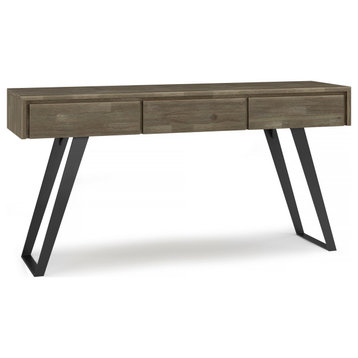 Lowry SOLID ACACIA WOOD Console Sofa Table, Distressed Grey