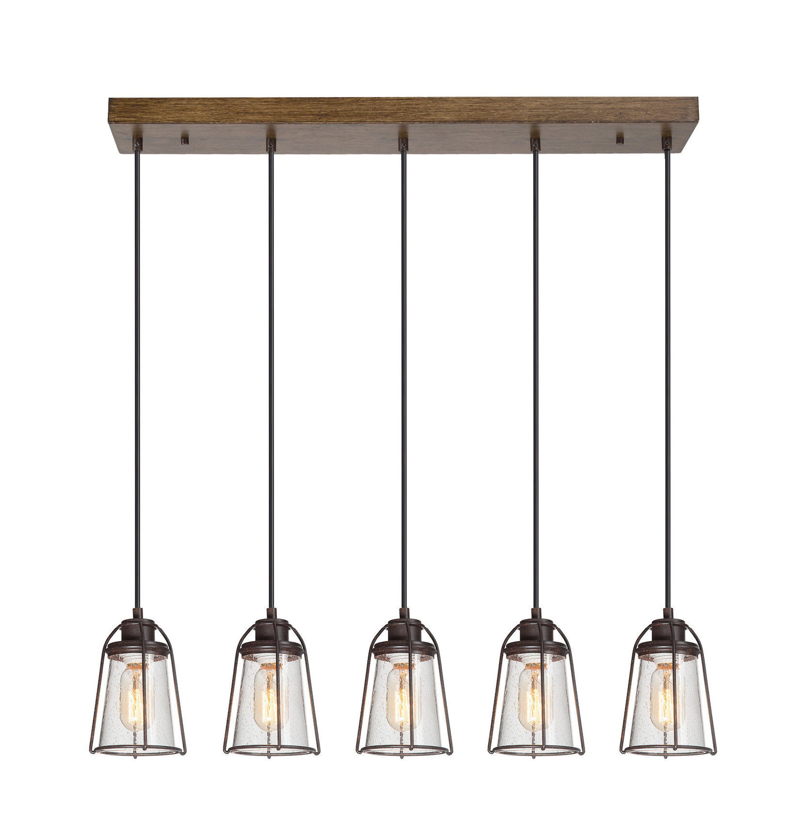 View of Farmhouse Island Chandelier 5-light Linear Glass - Industrial - Kitchen ...