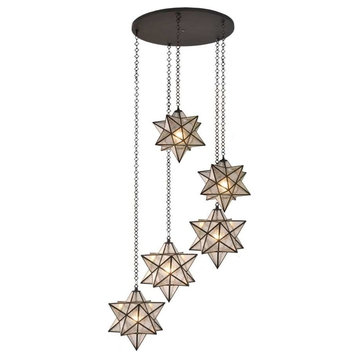 45 Wide Moravian Star 5 Light Cascading Pendant