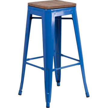 Flash Furniture 30" Backless Blue Metal Barstool - CH-31320-30-BL-WD-GG