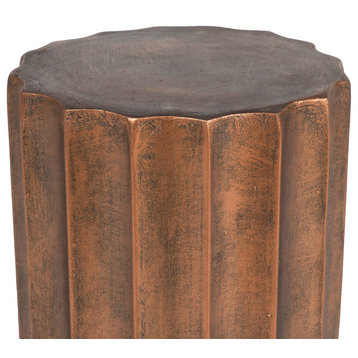 Modern Cement Indoor Outdoor Weathered Copper Side Table