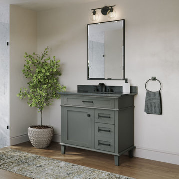 The Joyce Bathroom Vanity, Single Sink, 36", Pewter Green, Freestanding