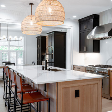 Kitchen - Quartz Countertops and Statement Woven Pendant Lights