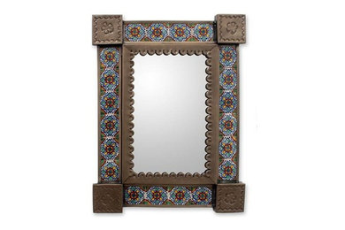 Handcrafted Ceramic Tile and Tin Work Mirror