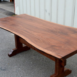 Live Edge Walnut Dining Table with Trestle Base - Dining Tables