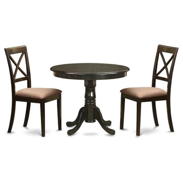3-Piece Kitchen Table Set Small Table Plus 2 Dining Chairs Cappuccino Microfiber