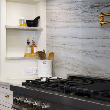 Custom Plaster Hood in White and Wood Kitchen