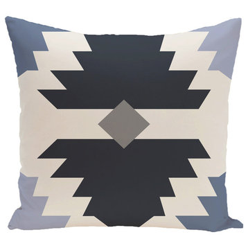 Mesa Geometric Print Pillow, Navy Blue, 18"x18"