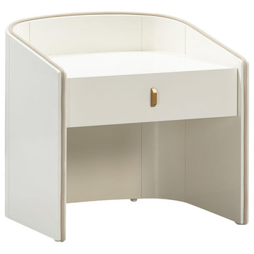 Collins Lacquer Nightstand, Cream