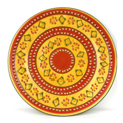 Encantada - Hand-painted Round Plate in Red - Encantada - Dinner Plates