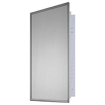 Deluxe Series Medicine Cabinet, 16"x30", Stainless Steel Frame, Recessed