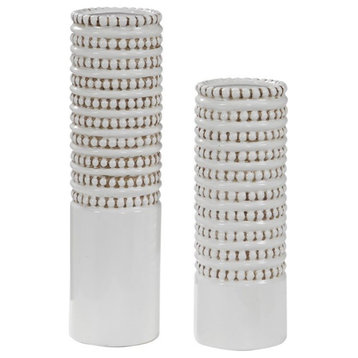 Uttermost Angelou Coastal Style Ceramic Vase in White (Set of 2)