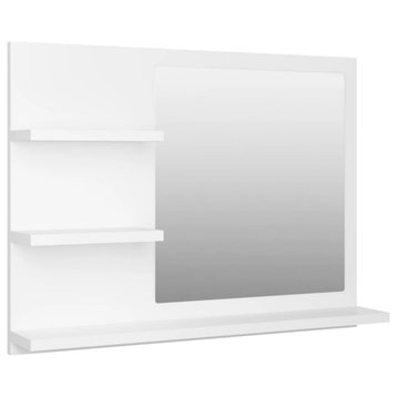 vidaXL Bathroom Mirror White 23.6"x4.1"x17.7" Engineered Wood Vanity Unit