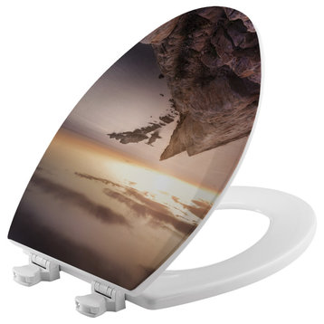 White Toilet Seat, Rocky Projection, Elongated
