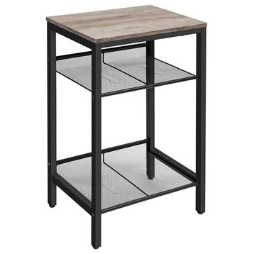 Modern Side Table with Adjustable Mesh Shelves, for Living Room