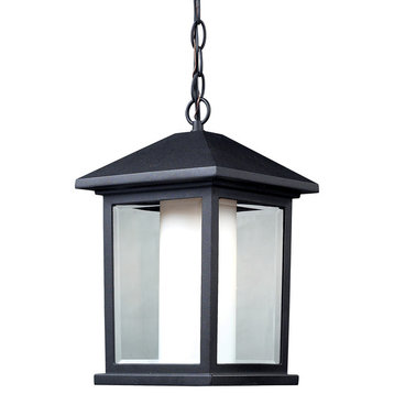 Mesa 1 Light Outdoor Chain Light, Black With Clear Beveled Glass