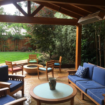 Arbor with fire pit