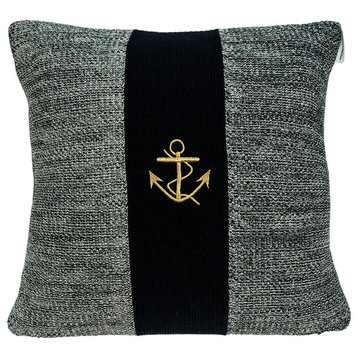 Parkland Collection Ahoy Nautical Blue Pillow Cover With Poly Insert