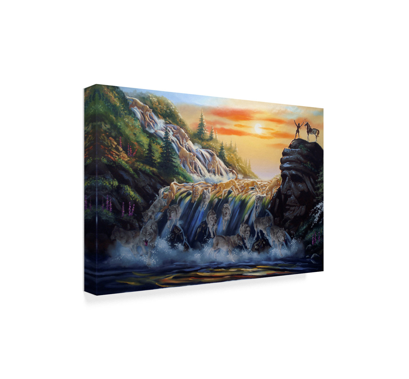 "The Waterfall" by D. Rusty Rust, Canvas Art, 16"x24" - Rustic - Fine ...