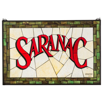 32W X 21H Saranac Stained Glass Window