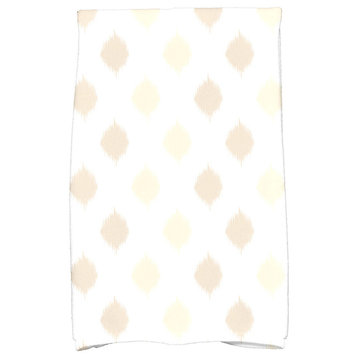 Ikat Dot Stripes Decorative Holiday Print Hand Towel, Off White